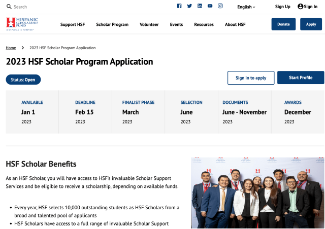 Hispanic Scholarship Fund Scholarship