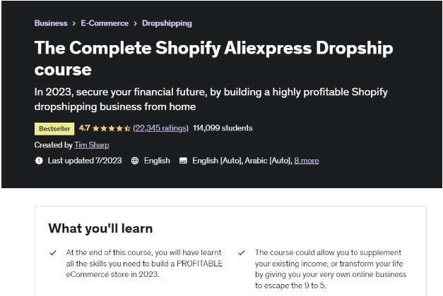 Complete Shopify Aliexpress Dropship Course