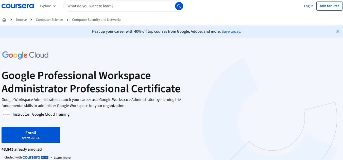 Coursera Google Professional Workspace Administrator