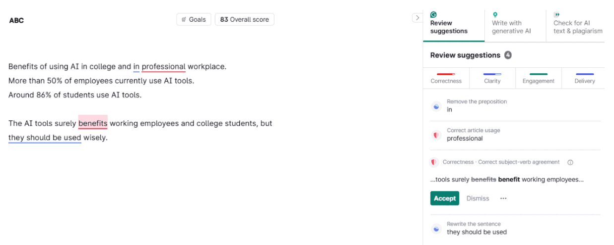 Accept or reject suggestions Accept or reject suggestions